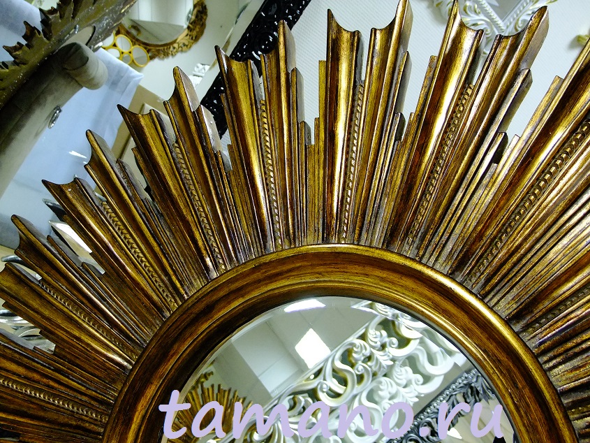 Зеркало солнце Эллисон золото фото рамы
