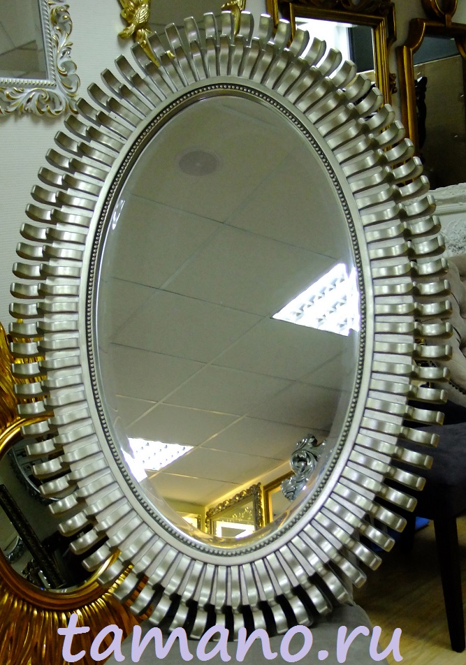 Зеркало овальное в раме, арт. Л145, Америнд, серебро, 76см х 112см.JPG