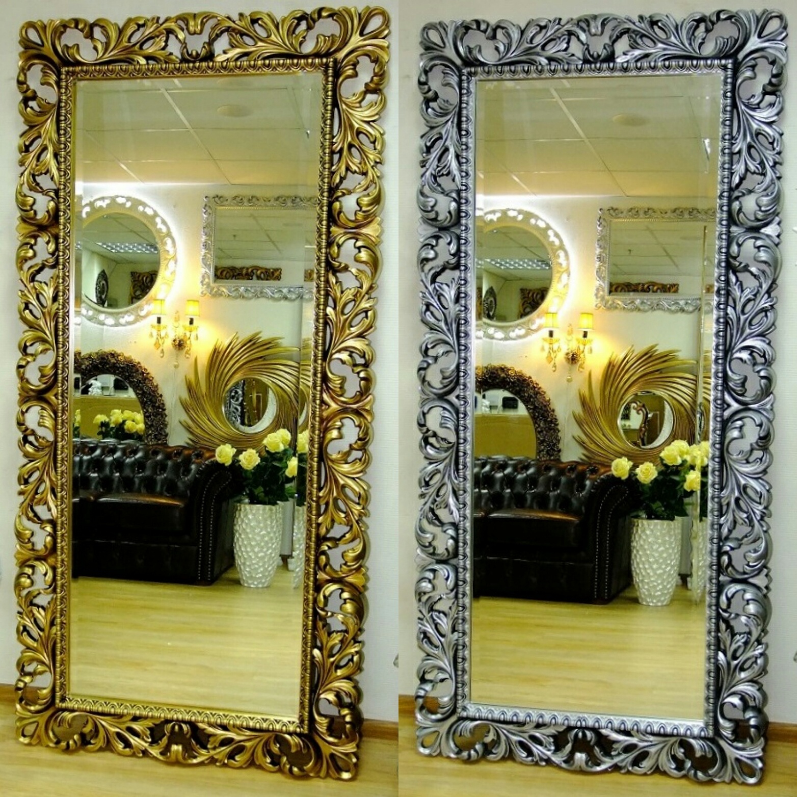 Зеркало в резной раме индивидуального размера и цвета на заказ в Тамано.ру