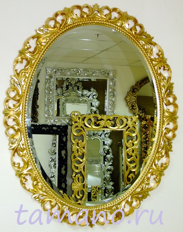 Зеркало интерьерное овальное, арт. Л010 золото, ширина 80см высота 100см.png