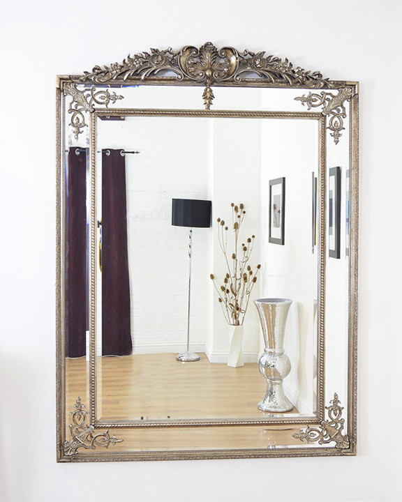 Напольное зеркало в раме с короной Дилан серебро купить с доставкой в Тамано.ру.jpg