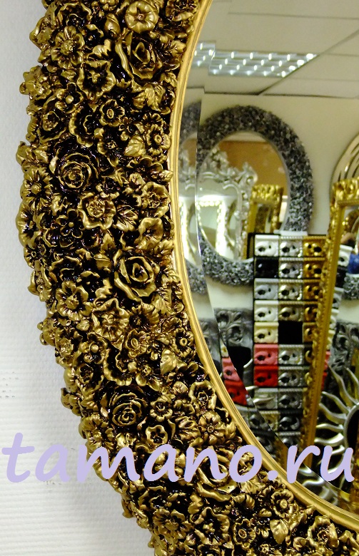 Зеркало интерьерное овальное, арт. Л009 чернённое золото, ширина 90см высота 110смфото рамы.JPG