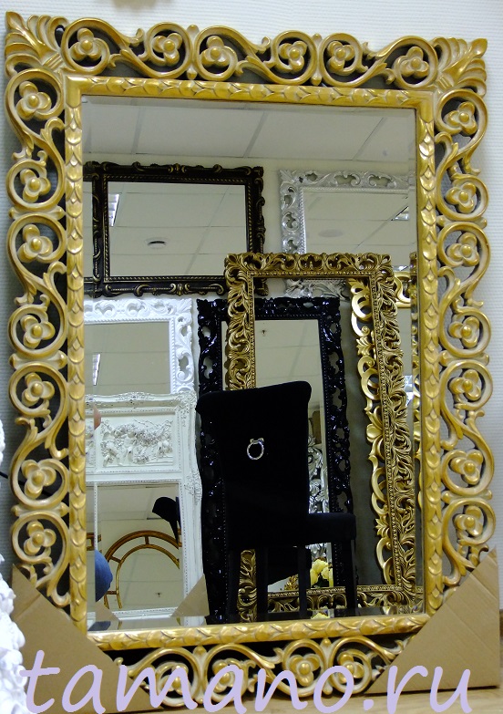 Зеркало интерьерное, арт. 123 Бергамо, золото с патиной, 115см х 84см.JPG