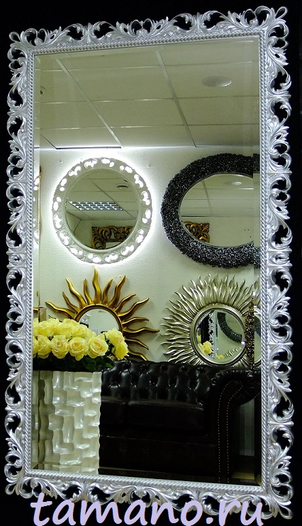 Купить Зеркало интерьерное в дизайнерской раме, Катрин серебро, 95см х 160см
