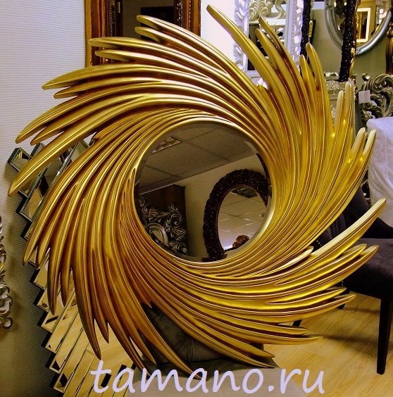 Зеркало интерьерное - Правильный Вихрь, золото, диаметр 100см. (2).JPG
