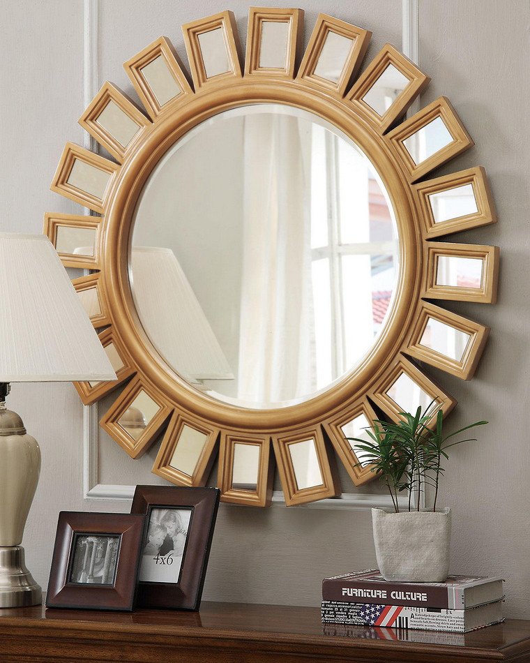 Зеркало интерьерное в фигурной раме солнце Эштон золото 86см х 86см купить по выгодной цене в интернете.jpg
