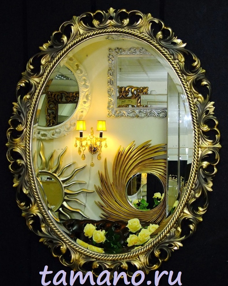 Купить в интернете стильное дизайнерское зеркало в овальной раме Азалия бронза