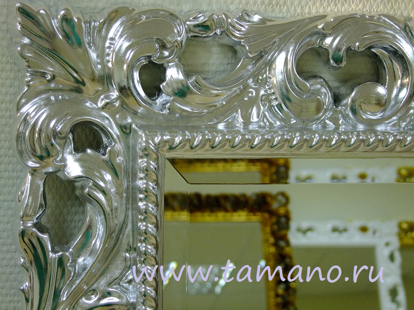 Зеркало интерьерное в резной раме, арт. Л12005, Мэри, серебро, 75см х 165см Рама.JPG