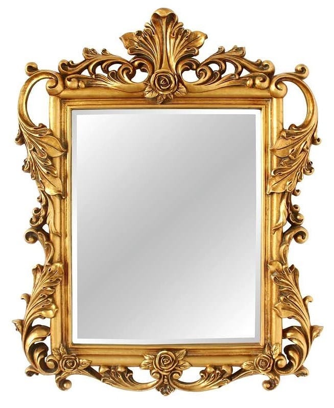 На фото в Тамано.ру зеркало в золотой интерьерной раме Джуно