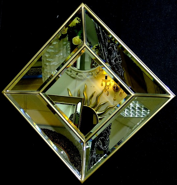 Квадратное зеркальное панно Кристалл бронза, 50см х 50см фото рамы