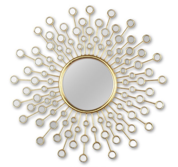 Модное и современное Зеркало солнце Сплэш D 71см с металлическими лучиками