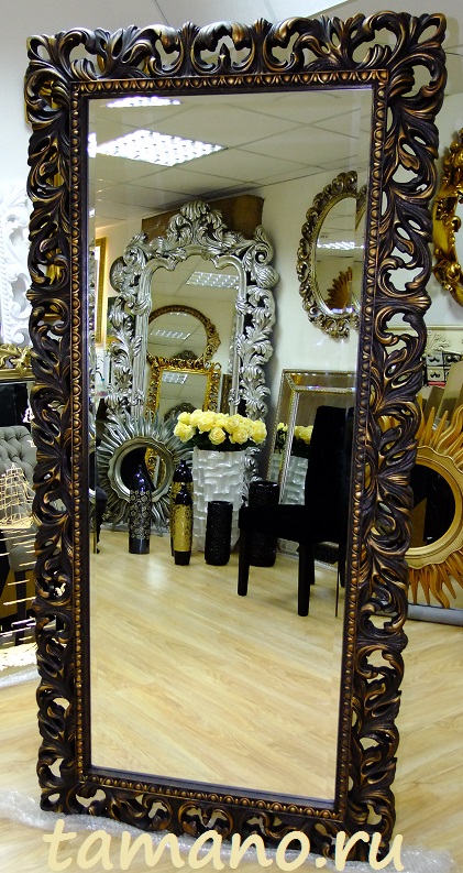 Большое интерьерное зеркало в резной раме, Л14286 Милан бронза, 90см х 190см, внутр. 60,5см х 160,5см.JPG