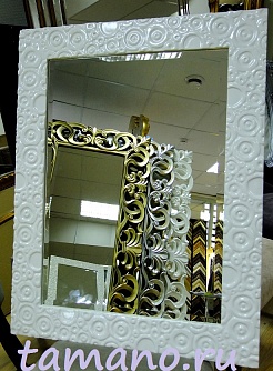 Зеркало интерьерное в современной раме Александрия белое, 65см х 85см