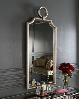 Зеркало в раме с кольцом Пьемонт серебро, 60см х 130см