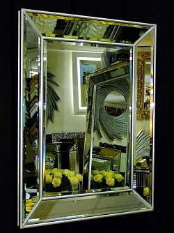 Зеркало в зеркальном обрамлении Селфи 2 античное серебро, 60см х 80см