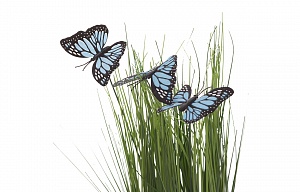 8J-14AK0041 Стебли травы с бабочками на плетеной основе 40 см (гол.) (6)