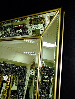 Большое настенно напольное венецианское зеркало в зеркальной раме Ричард золото, 100см х 200см