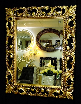Зеркало в резной раме Мэри чернёное золото, 75см х 95см