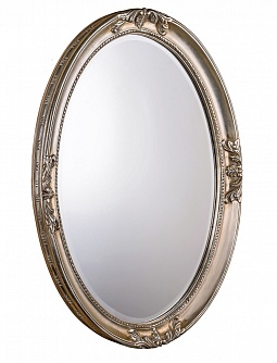 Зеркало в классической овальной раме Париж серебро, 62см х 82см