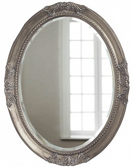 Овальное зеркало в багетной раме Миртл серебро, 62см х 82см