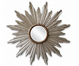 Зеркало в круглой раме солнце Бетельгейзе античное серебро, D 143 см