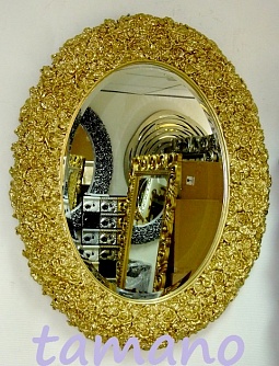 Зеркало интерьерное овальное, Орнелла золото, ширина 90см высота 110см