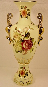 Ваза для цветов большая "Кубок с розами". Фарфор. 500мм