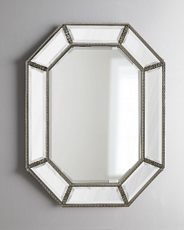 Зеркало интерьерное в восьмиугольной раме Ньюпорт серебро, 90см х 120см