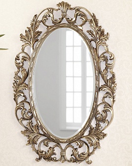Зеркало интерьерное в резной раме, арт. 129 Гойя, серебро, 73см х 108см
