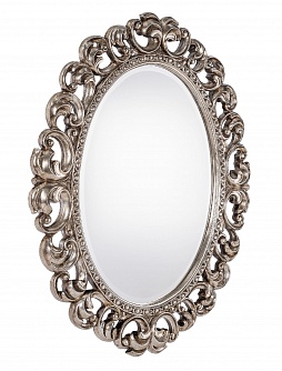 Овальное зеркало в раме Дейзи серебро, 80см х 100см