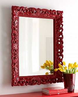 Зеркало интерьерное в резной раме Гэрри красное, 80см х 115см