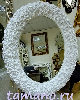 Зеркало интерьерное овальное, Орнелла белое, ширина 90см высота 110см