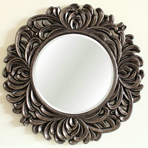 Зеркало в резной раме, арт. Л092, Пальм, чернёное серебро, 104см х 104см