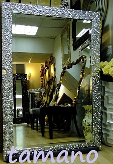 Зеркало в современной раме, арт. Л019 серебро, 91см х 133см
