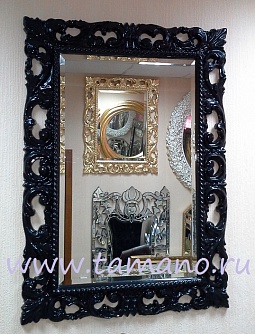 Зеркало интерьерное в резной раме, арт. Л12005К Мэри чёрный лак, 85см х 130см