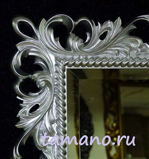 Зеркало интерьерное в дизайнерской раме Катрин серебро, 95см х 160см