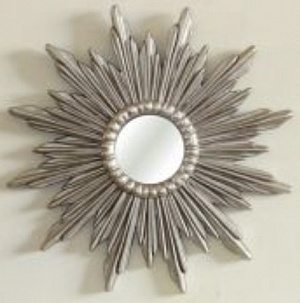Зеркало Солнце в серебряной раме Рэй, D 75см
