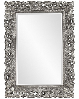 Зеркало интерьерное в резной раме Гэрри серебро, 86см х 116см