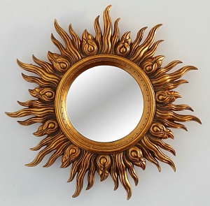 Зеркало в раме солнце Алькор античное золото, D 45 см