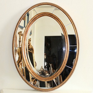 Овальное зеркало в интерьерной раме Лорена золото, 64см х 84см
