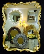 Зеркало в фигурной раме, Элегия светлое золото, 80см х 100см