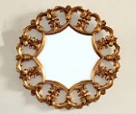 Круглое зеркало в золотой резной раме Флориан, D 81см
