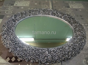 Зеркало интерьерное овальное, Орнелла чернёное серебро, ширина 90см высота 110см