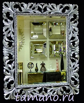 Зеркало в резной раме Ингрид 2 чернёное серебро, 88см х 108см