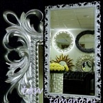 Зеркало интерьерное в дизайнерской раме Джениель 60*130см внешний, финишная отделка слоновая кость с серебряными макушками