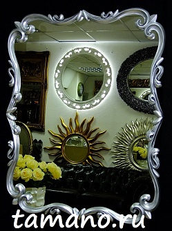 Зеркало интерьерное в раме, Элегия, серебро, 80см х 100см