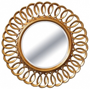 Круглое зеркало в золотой резной раме Кимберли, D 90см