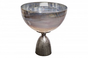 71PN-3177 Чаша стекл.на металл. основании цвет серебро d24*26см