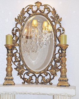 Зеркало интерьерное в резной раме, арт. 129 Гойя, золото, 73см х 108см