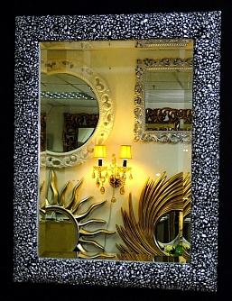 Интерьерное зеркало в декоративном багете Жизель чернёное серебро,  65см х 85см